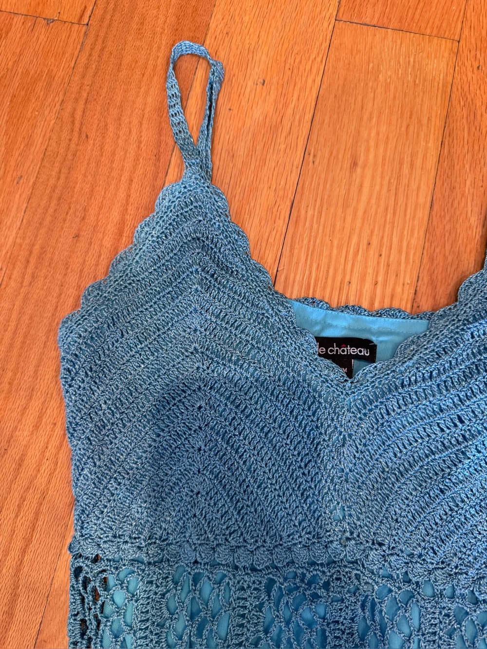 Y2K Le chateau blue knit stretchy cami - Picture 3 of 7